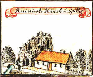 Ruinirte Kirch u. Spithal - Zrujnowany kościół i szpital, widok ogólny